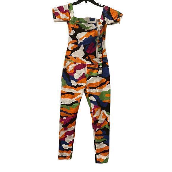 VIP Jeans Woman's Rainbow Camo Jumpsuit NWT Street Fairy Grunge NWT Size L - Picture 1 of 11